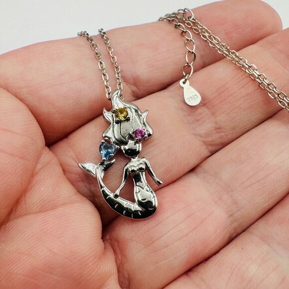 Mermaid Sterling Silver CZ Necklace - Picture 2 of 5